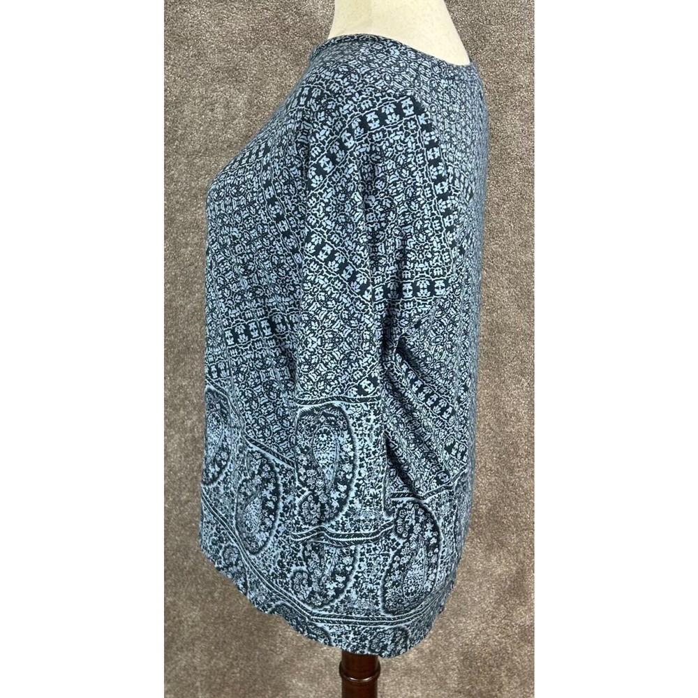 Lucky Brand Top Womens 1X Blue Floral Paisley‎ Pullover 3/4 Sleeve Boho Blouse - Picture 3 of 7